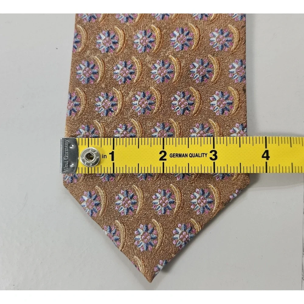 Ermenegildo Zegna 100% Silk‎ Tie Made in Italy Bronze Floral 3.5